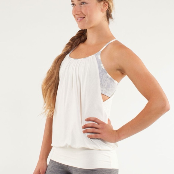 Lululemon No Limits Tank Built in Sports Bra Polar Cream Heathered Silver Size 6 - Picture 1 of 9